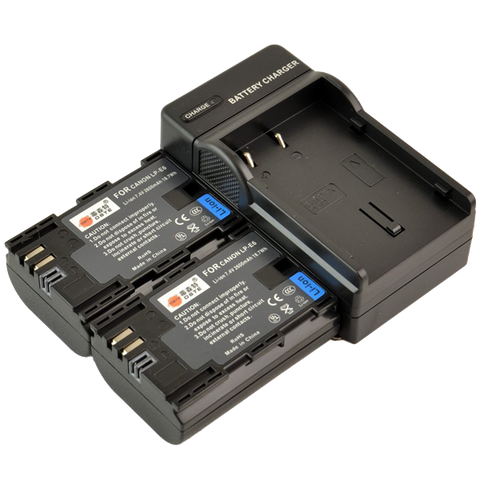 DSTE 2pcs LP-E6 Li-ion Battery + DC88 Charger for Canon